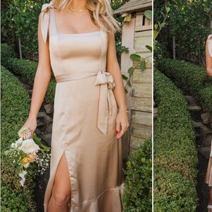 Show Me Your MuMu Claire Midi Dress - Champagne Luxe Satin Size Small